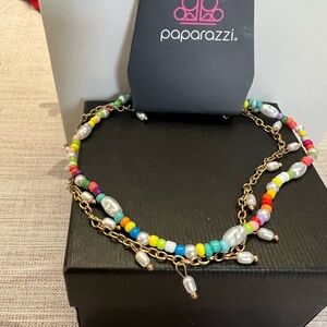 Paparazzi Vibrant Beaded Necklace with Gold Chain Anklet